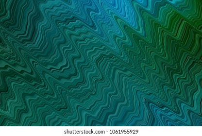 Dark Blue, Green vector pattern with bent lines. Glitter abstract illustration with wry lines. A completely new marble design for your business.