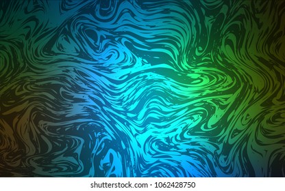 Dark Blue, Green vector pattern with bent lines. Creative illustration in halftone marble style with gradient. Marble design for your web site.