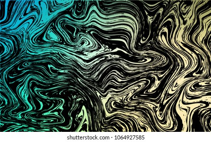 Dark Blue, Green vector pattern with bent lines. Brand-new colored illustration in marble style with gradient. A new texture for your  ad, booklets, leaflets.
