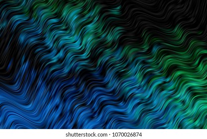 Dark Blue, Green vector pattern with lines, ovals. Creative geometric illustration in marble style with gradient. Textured wave pattern for backgrounds.