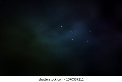 Dark Blue, Green vector pattern with night sky stars. Space stars on blurred abstract background with gradient. Pattern for futuristic ad, booklets.