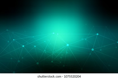 Dark Blue, Green vector pattern with spheres, triangles. Colorful illustration with circles and lines in futuristic style. Beautiful design for your business advert.