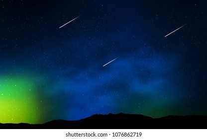 Dark Blue, Green vector pattern with night sky stars. Shining colored illustration with bright astronomical stars. Pattern for astronomy websites.