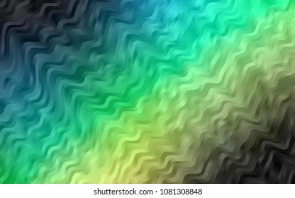 Dark Blue, Green vector pattern with lines, ovals. Shining illustration, which consist of blurred lines, circles. A new texture for your  ad, booklets, leaflets.