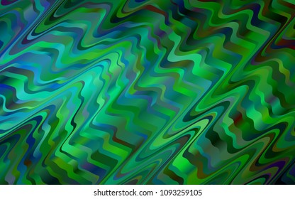 Dark Blue, Green vector pattern with lines, ovals. A completely new color illustration in marble style. Brand-new design for your ads, poster, banner.