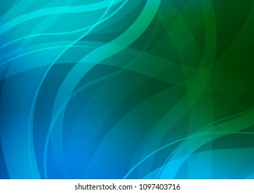 Dark Blue, Green vector pattern with lines, ovals. Geometric illustration in marble style with gradient.  A completely new template for your business design.