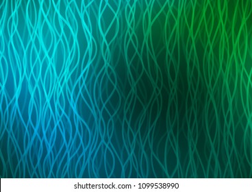 Dark Blue, Green vector pattern with lines, ovals. A sample with blurred bubble shapes. Marble style for your business design.
