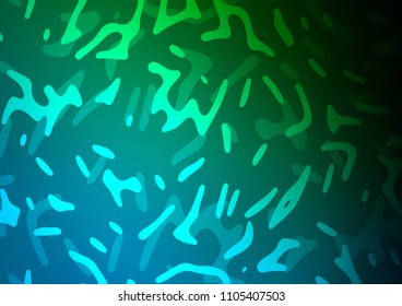 Dark Blue, Green vector pattern with lines, ovals. Blurred geometric sample with gradient bubbles.  Pattern for your business design.