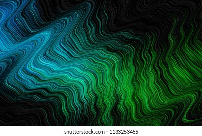 Dark Blue, Green vector pattern with curved circles. Geometric illustration in marble style with gradient.  The template for cell phone backgrounds.