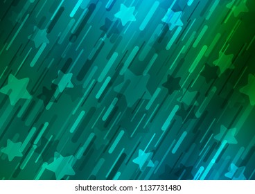 Dark Blue, Green vector pattern with narrow lines. Glitter abstract illustration with colored sticks. Smart design for your business advert.