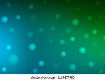 Dark Blue, Green vector pattern with spheres. Abstract illustration with colored bubbles in nature style. Completely new template for your brand book.