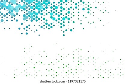 Dark Blue, Green vector pattern with spheres. Glitter abstract illustration with blurred drops of rain. Pattern for ads, leaflets.