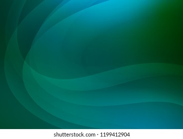 Dark Blue, Green vector pattern with lines, ovals. A vague circumflex abstract illustration with gradient. New composition for your brand book.