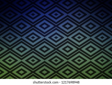 Dark Blue, Green vector pattern with lines, rectangles. Colorful illustration with lines, cubes on abstract template. Pattern for websites, landing pages.