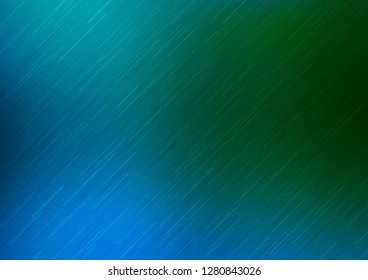 Dark Blue, Green vector pattern with narrow lines. Lines on blurred abstract background with gradient. The pattern can be used for websites.