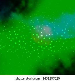 Dark Blue, Green vector pattern with abstract stars. Decorative illustration with stars on abstract template. Design for your business promotion.