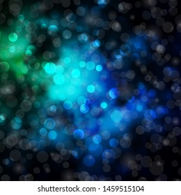 Dark Blue, Green vector pattern with circles. Illustration with set of shining colorful abstract spheres. Pattern for websites, landing pages.