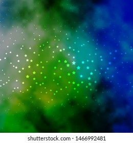 Dark Blue, Green vector pattern with abstract stars. Modern geometric abstract illustration with stars. Theme for cell phones.