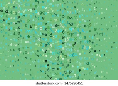 Dark Blue, Green vector pattern with ABC symbols. Abstract illustration with colored latin alphabet. Smart design for promotion of university.