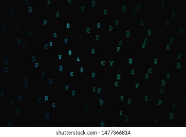 Dark Blue, Green vector pattern with symbols of currency. Shining illustration with signs of currency on abstract template. Pattern for trader ads, booklets, leaflets.