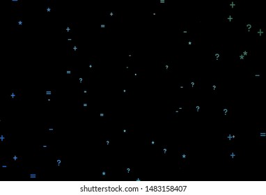 Dark Blue, Green vector pattern with Digit symbols. Blurred design in simple style with collection of numerals. Pattern for school, grammar websites.