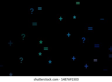 Dark Blue, Green vector pattern with Digit symbols. Modern geometrical illustration with numerals. Best design a poster, banner of a math college.