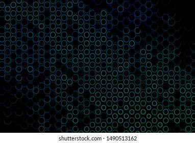 Dark Blue, Green vector pattern with spheres. Beautiful colored illustration with blurred circles in nature style. Completely new template for your brand book.