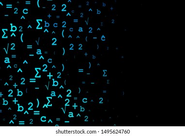 Dark Blue, Green vector pattern with arithmetic signs. Illustration with Numeral symbols on abstract template. Pattern for ads, poster, banner of books.