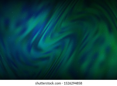 Dark Blue, Green vector pattern with night sky stars. Shining illustration with sky stars on abstract template. Best design for your ad, poster, banner.