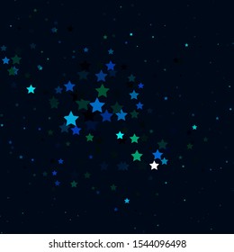 Dark Blue, Green vector pattern with abstract stars. Decorative illustration with stars on abstract template. Best design for your ad, poster, banner.