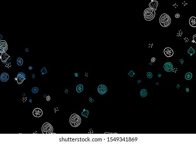 Dark Blue, Green vector pattern with fresh ingredients. Glitter abstract sketch with gourmet food. Doodle design for your business advert of cafes.