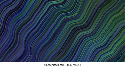 Dark Blue, Green vector pattern with lines. Brand new colorful illustration with bent lines. Pattern for ads, commercials.