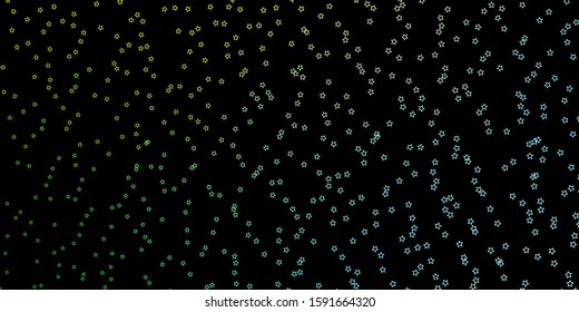 Dark Blue, Green vector pattern with abstract stars. Colorful illustration with abstract gradient stars. Best design for your ad, poster, banner.