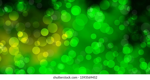 Dark Blue, Green vector pattern with spheres. Colorful illustration with gradient dots in nature style. New template for a brand book.