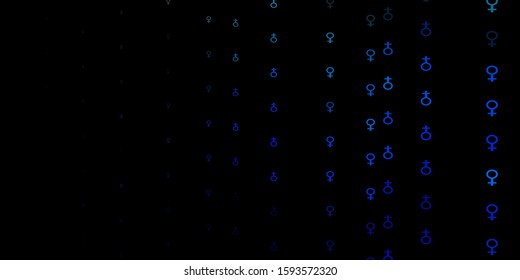 Dark Blue, Green vector pattern with feminism elements. Colorful illustration with gradient feminism shapes. Simple design for your web site.