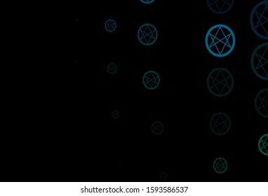 Dark Blue, Green vector pattern with magic elements. Abstract illustration with gothic gradient shapes. Simple base for your occult design.