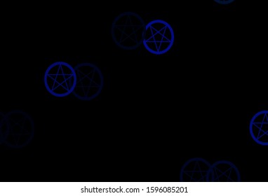 Dark Blue, Green vector pattern with magic elements. Illustration with magical signs of spiritual power. Simple design for occult depiction.
