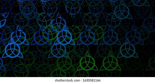 Dark Blue, Green vector pattern with magic elements. Retro design in abstract style with witchcraft forms. Design for magic, spiritual events.