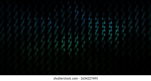 Dark Blue, Green vector pattern with magic elements. Colorful vintage illustration with gradient alchemy shapes. Design for magic, spiritual events.