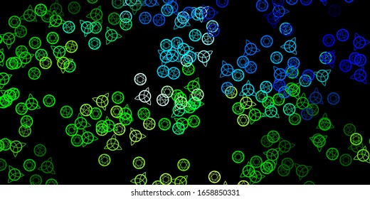 Dark Blue, Green vector pattern with magic elements. Retro design in abstract style with witchcraft forms. Design for magic, spiritual events.