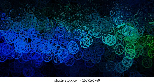 Dark Blue, Green vector pattern with magic elements. Abstract illustration with gothic gradient shapes. Simple design for occult depiction.
