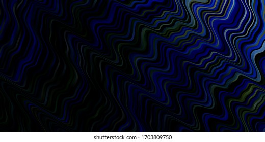 Dark Blue, Green vector pattern with curved lines. Colorful geometric sample with gradient curves.  Pattern for business booklets, leaflets