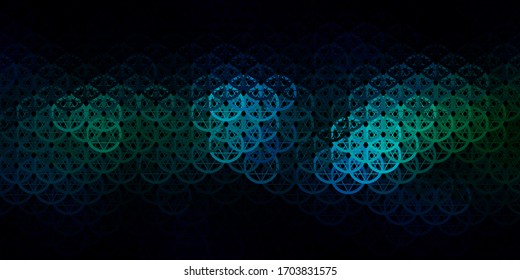 Dark Blue, Green vector pattern with magic elements. Colorful vintage illustration with gradient alchemy shapes. Background for esoteric, mystic designs.