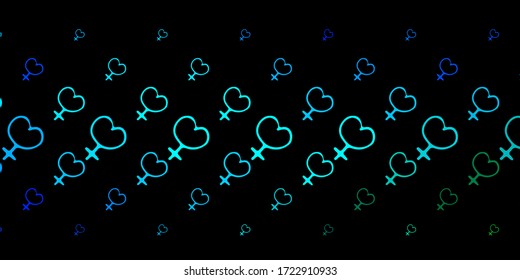 Dark Blue, Green vector pattern with feminism elements. Colorful feminism symbols with a gradient in modern style. Simple design for your web site.