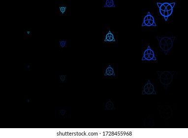 Dark Blue, Green vector pattern with magic elements. Retro design in abstract style with witchcraft forms. Best design halloween events.