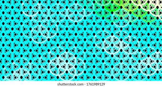 Dark Blue, Green vector pattern with magic elements. Colorful vintage illustration with gradient alchemy shapes. Simple base for your occult design.