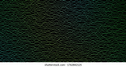 Dark Blue, Green vector pattern with lines. Illustration in abstract style with gradient curved.  Best design for your posters, banners.