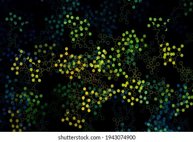Dark Blue, Green vector pattern with artificial intelligence network. Colored AI structure with gradient lines and dots. Design for depiction of cyber innovations.