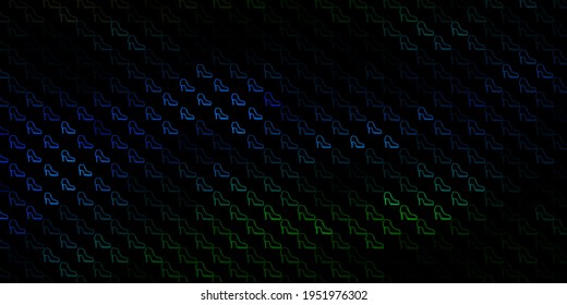 Dark blue, green vector pattern with feminism elements. Illustration with signs of women's strength and power. Simple design for your web site.
