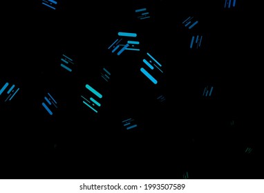 Dark blue, green vector pattern with narrow lines. Lines on blurred abstract background with gradient. Pattern for ads, posters, banners.